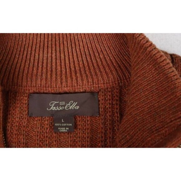 TASSO ELBA - MEN'S ORANGE 1/4 ZIP PULLOVER SWEATER - SIZE L - Picture 6 of 8